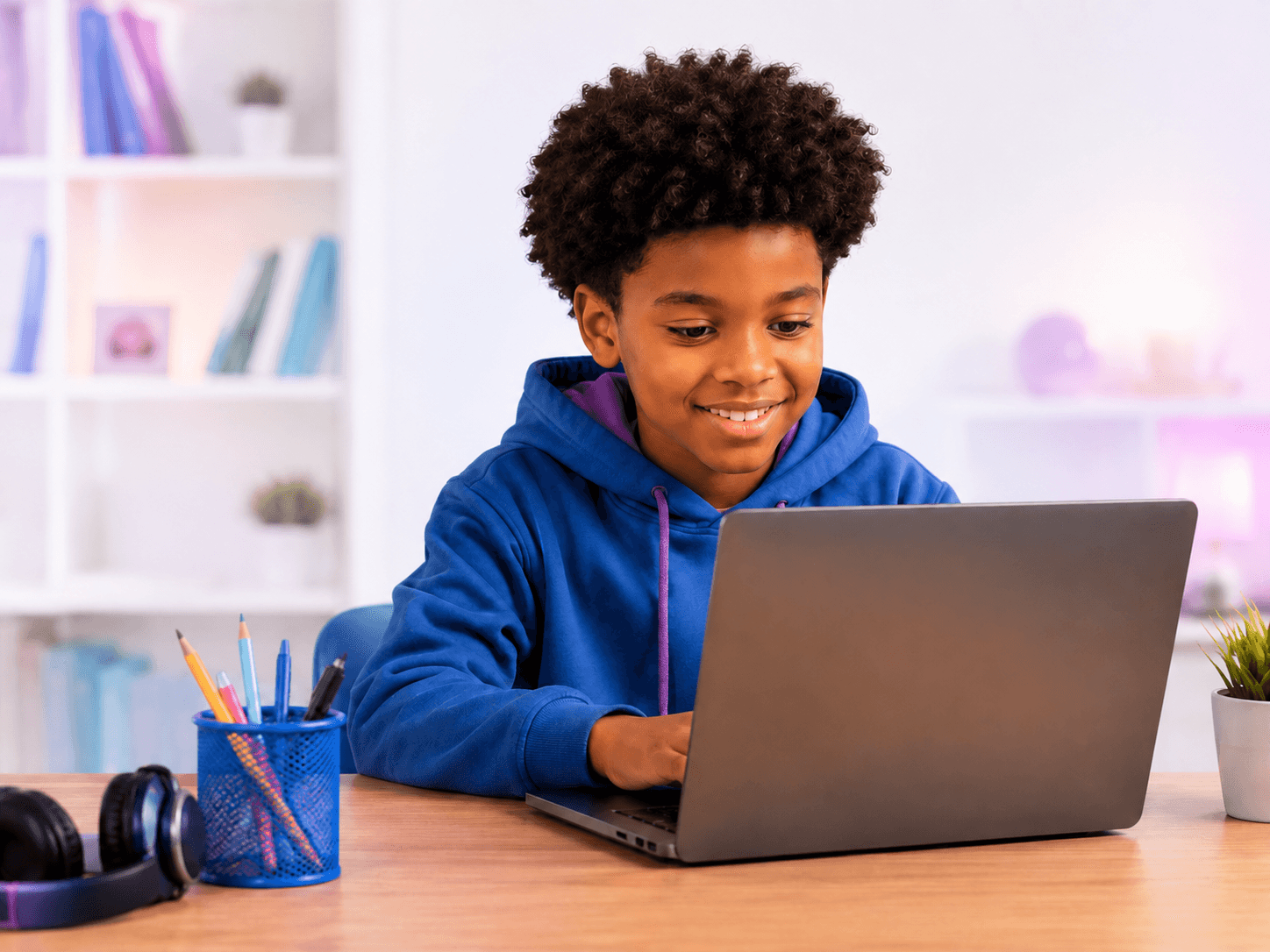 Young African learner coding with Tech Talk Hub